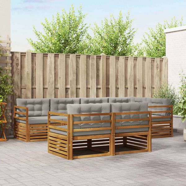 vidaXL V&auml;li diivanikomplekt padjaga 7 pcs Looduslik ja Hele Hall