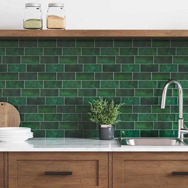 vidaXL Subway plaat 50 pcs Tume rohelise 29 x 21 cm Pol&uuml;uretaan ja PET