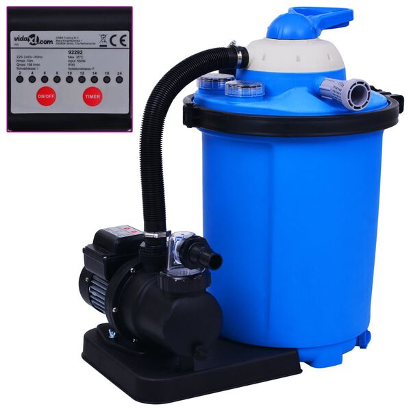 vidaXL liiva filterpump taimeriga 550 W 50 l