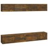 vidaXL seina telerikapid 4 tk, suitsutatud tamm, 100 x 30 x 30 cm