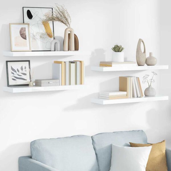 vidaXL seinariiulid, 4 tk, k&otilde;rgl&auml;ikega valge, 80 x 23,5 x 3,8 cm MDF