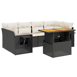 vidaXL 7-osaline aiadiivani komplekt patjadega, must, pol&uuml;rotang