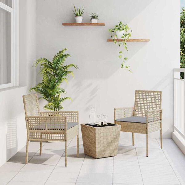 vidaXL Aia Bistroo Komplekt 3 pcs Beež polürotang