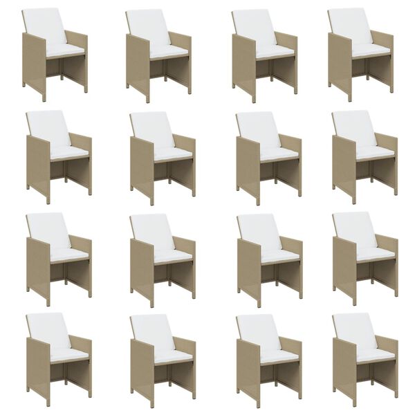 vidaXL 17-osaline aiam&ouml;&ouml;bli komplekt patjadega, pol&uuml;rotang, beež