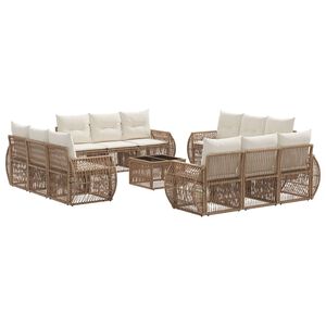 vidaXL Aia Diivanikomplekt 13 pcs Bež ja koorevalge pol&uuml;rotang