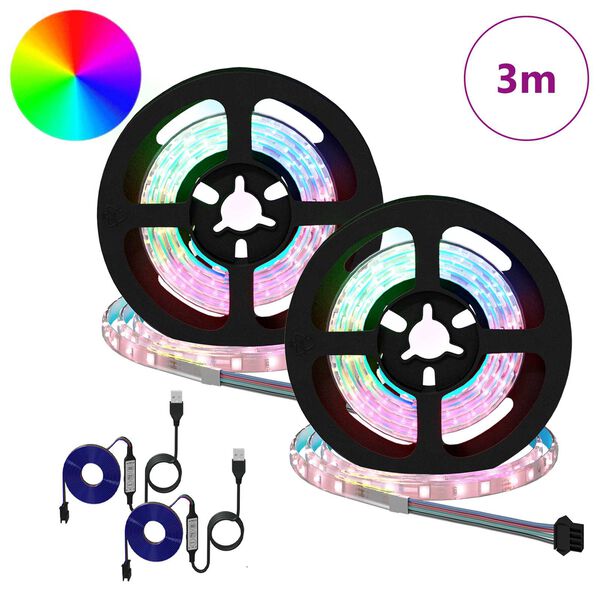 vidaXL LED Ribad 4 pcs Must ja l&auml;bipaistev 75 x 0,8 x 0,3 cm