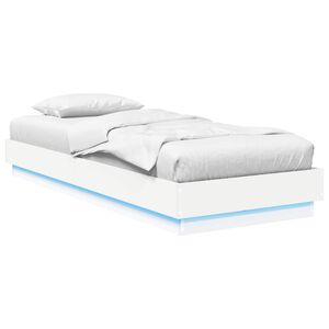 vidaXL LED-lampidega voodiraam Valge 80 x 200 cm Tehispuit