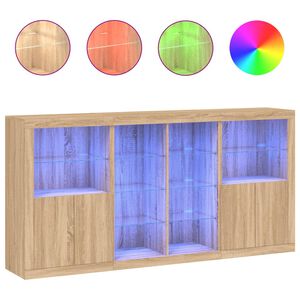 vidaXL puhvetkapp LED-tuledega, Sonoma tamm, 202 x 37 x 100 cm