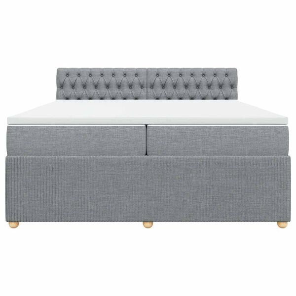 vidaXL kontinentaalvoodi madratsiga, helehall, 200x200 cm, kangas