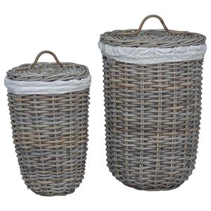 vidaXL Pesukorv kaanega 2 pcs Kubu Hall Kubu rattan