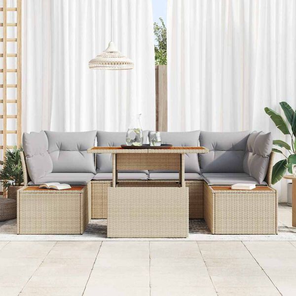 vidaXL Aia Diivanikomplekt ladustamisega 7 pcs Beež Pol&uuml;rooster