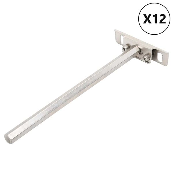 vidaXL Ujuvad riiuliklambrid, 12tk, n&auml;htamatud &Oslash;12x200 mm s&uuml;sinikteras