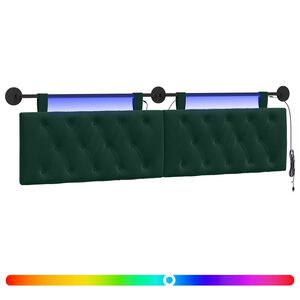 vidaXL Rippuv voodipeats LED-valgustusega Tumeroheline Samet