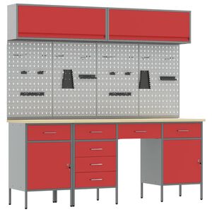 vidaXL T&ouml;&ouml;kappide komplekt sahtliga ladustamisega lukuga 10 pcs Punane