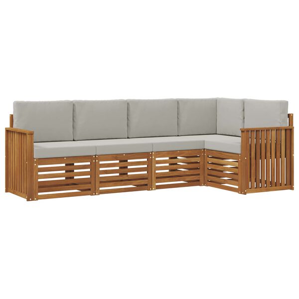 vidaXL Diivanikomplektid 5 pcs Looduslik ja Hele Hall Tugev akatsiapuu