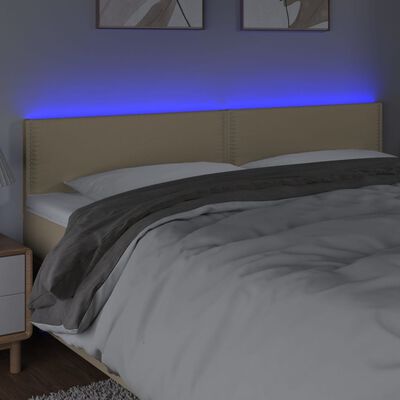 vidaXL LED-voodipeats, kreemjas, 200x5x78/88 cm, kangas