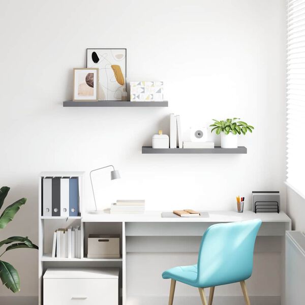 vidaXL seinariiulid, 2 tk, hall, 80 x 23,5 x 3,8 cm MDF