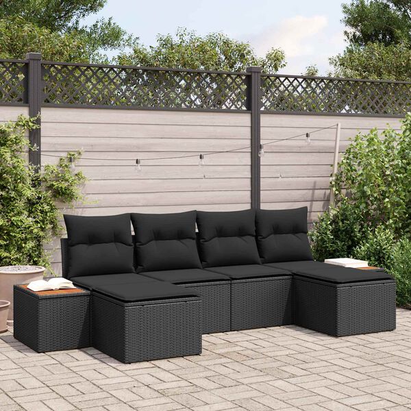 vidaXL Aia Diivanikomplekt padjaga 6 pcs Must Pol&uuml; Rattan