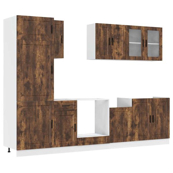 vidaXL 8-osaline k&ouml;&ouml;gikappide komplekt "Porto", suitsutatud tamm, t&ouml;&ouml;deldud puit