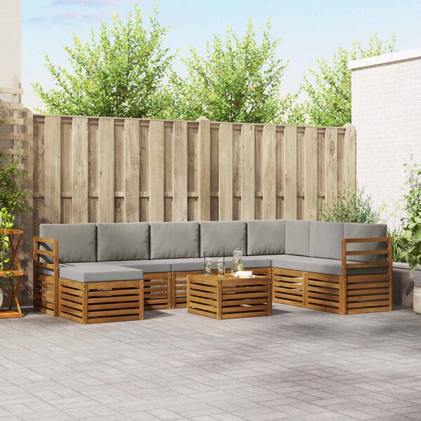 vidaXL Diivanikomplektid 9 pcs Looduslik ja Hele Hall Tugev akatsiapuu