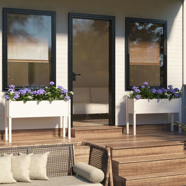 vidaXL aia taimekast, 2 tk, valge 110x31x70 cm, toekas männipuit