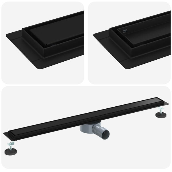 vidaXL Dushi &auml;ravool 2-in-1 koos 360&deg; sifooniga Must 90 cm