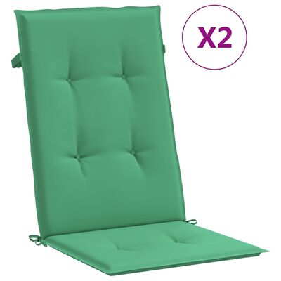 vidaXL kõrge seljatoega toolipadjad 2 tk, roheline 120x50x3 cm, kangas