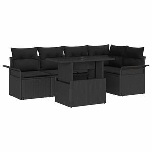 vidaXL Aia Diivanikomplekt padjaga 6 pcs Must Pol&uuml; Rattan