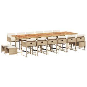 vidaXL 17-osaline aia s&ouml;&ouml;gim&ouml;&ouml;bli komplekt patjadega, beež, rotang