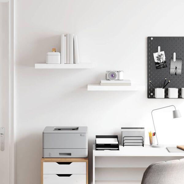 vidaXL seinariiulid, 2 tk, k&otilde;rgl&auml;ikega, valge, 50 x 23 x 3,8 cm MDF