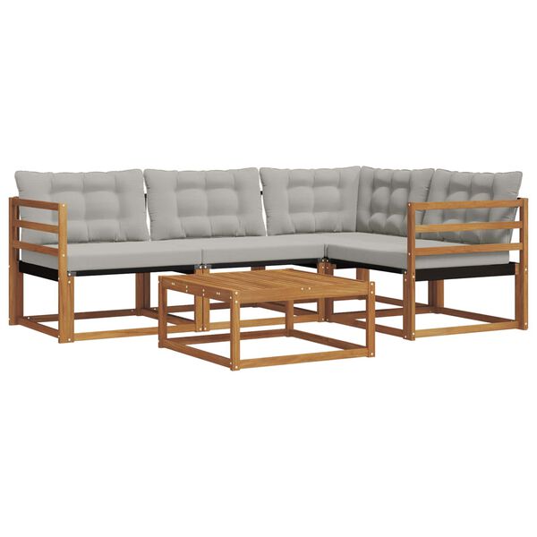 vidaXL V&auml;li diivanikomplekt padjaga 5 pcs Looduslik ja Hele Hall