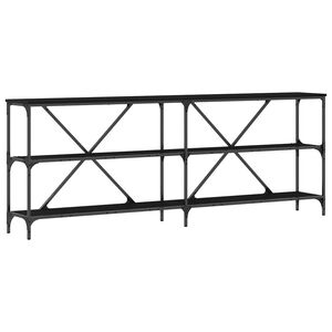 vidaXL Konsoollaud riiuliga Must tamm 200 x 30 x 75 cm Tehispuit