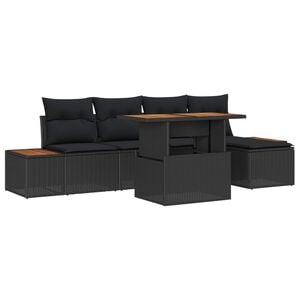 vidaXL Aia Diivanikomplekt ladustamisega 6 pcs Must Pol&uuml;rooster