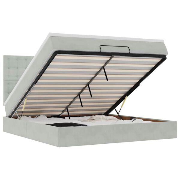 vidaXL Ottomani voodiraam madratsitega, helehall, 180x200 cm, samet