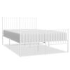 vidaXL metallist voodiraam peatsi ja jalutsiga, valge, 140 x 190 cm