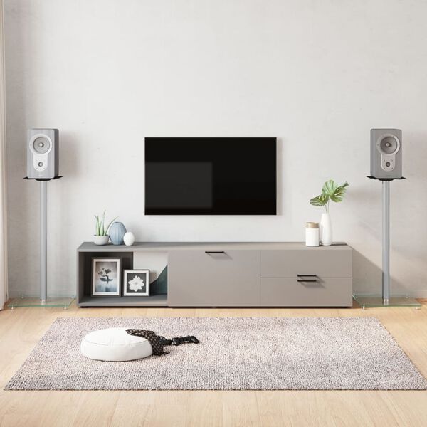 vidaXL kõlarialused 2 tk, hõbedane, karastatud klaas, 1 sambaga disain