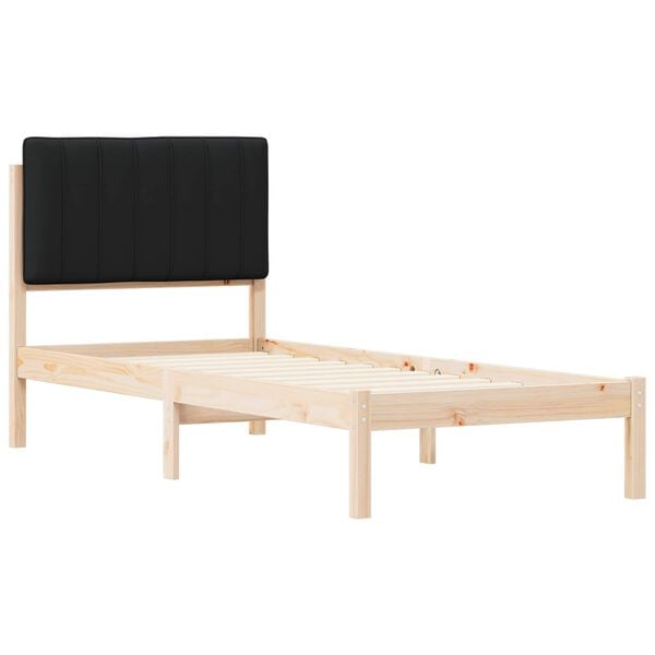 vidaXL Voodiraam Pehme Peatoega Must 80 x 200 cm Tahke m&auml;nd