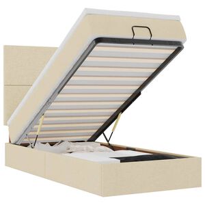 vidaXL ottomani voodi madratsiga, kreemjas, 90x200 cm, kangas