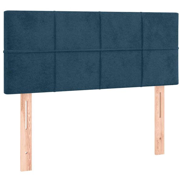 vidaXL LED-voodipeats, tumesinine, 100x5x78/88 cm, samet