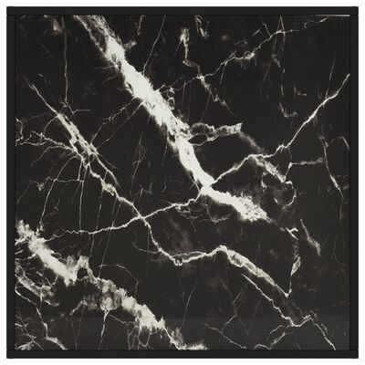 vidaXL kohvilaud, must, musta marmorklaasiga, 80 x 80 x 35 cm