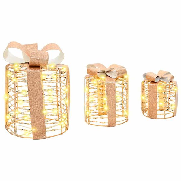 vidaXL Kingituse Karp Dekoratsioon 3 pcs Soe valge 20 x 20 x 20 cm PET