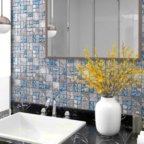 vidaXL mosaiikplaadid 22 tk hall sinine 30 x 30 cm klaas