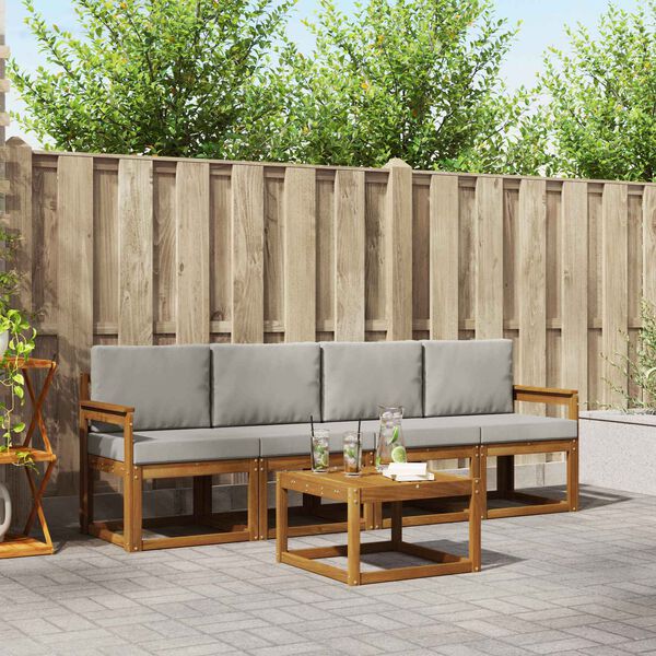 vidaXL V&auml;li diivanikomplekt padjaga 5 pcs Looduslik ja Hele Hall