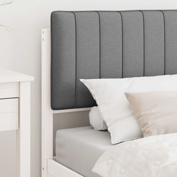 vidaXL Voodiraam Pehme Peatoega peaga Helehall 90 x 190 cm Tahke m&auml;nd