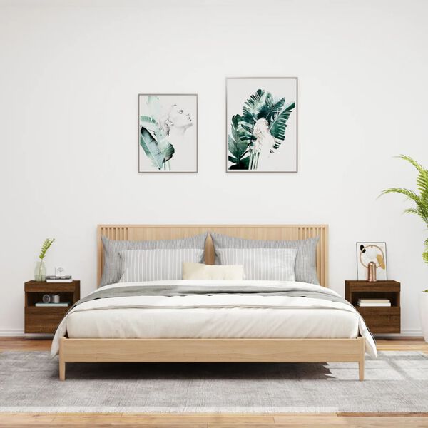 vidaXL teleri seinakapid LED-tuledega 2 tk, pruun tamm, 40x30x40 cm