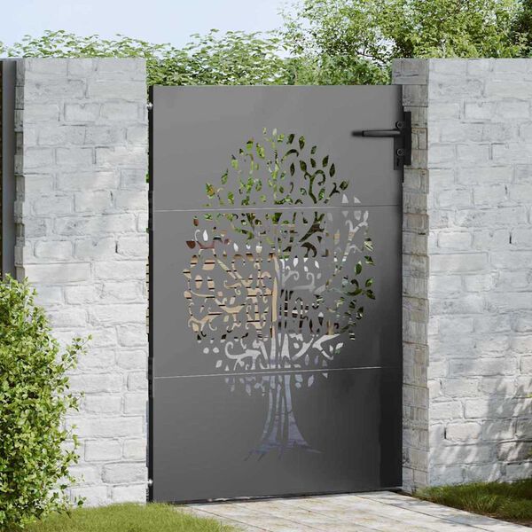 vidaXL aiavärav 85 x 125 cm corten terasest, puudisainiga