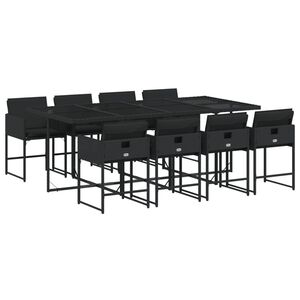 vidaXL 9-osaline aiam&ouml;&ouml;bli komplekt patjadega, must, pol&uuml;rotang