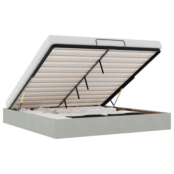 vidaXL Ottomani voodiraam ilma madratsita, helehall, 160x200cm , samet