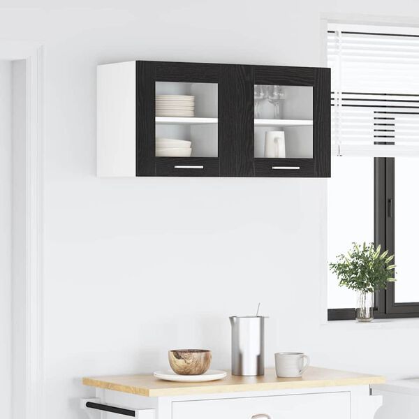 vidaXL Seinakapp uksega 2 pcs Must tamm 40 x 31 x 40 cm Tehispuit