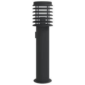vidaXL pistikupesaga &otilde;ue lambipost, must, 60 cm, roostevaba teras